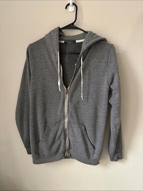 Brandy Melville Heather Gray Zip-Up Hooded Sweatshirt